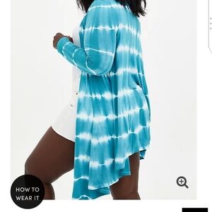 🆕 TEAL TIE-DYE FIT & FLARE CARDIGAN SWEATER